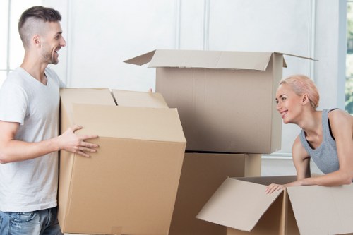 Furniture and boxes prepared for a Wandsworth removal service