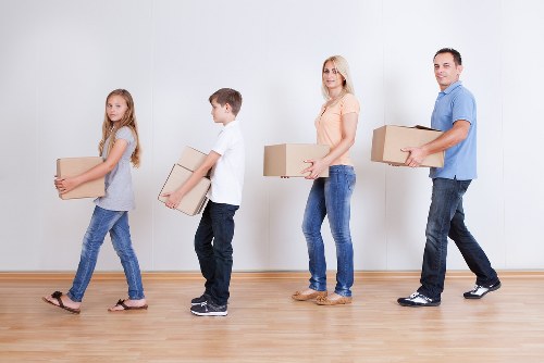 Packed boxes and furniture ready for truck hire in Wandsworth