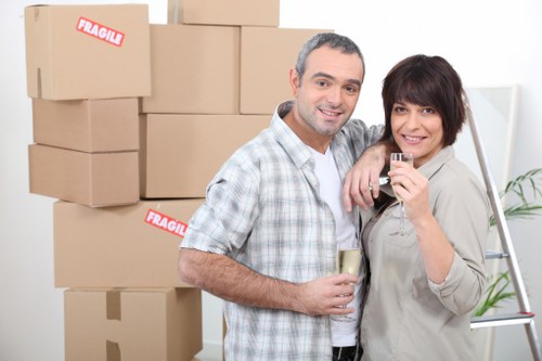 Packed boxes ready for a local house removal in SW18